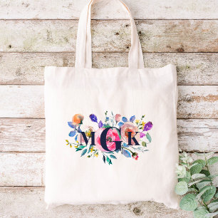 Tote Bag Monogramme floral de Boho du lever du soleil