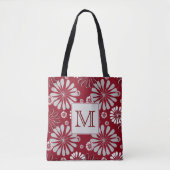 Tote Bag Monogramme floral de Bourgogne et de Grey (Devant)
