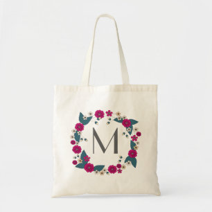 Tote Bag Monogramme floral de couronne de bouquet