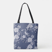 Tote Bag Monogramme floral de la Chinoiserie bleue (Dos)