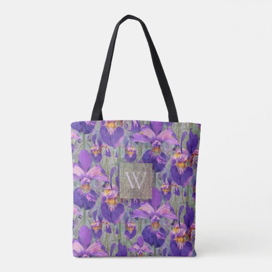 Tote Bag Monogramme Floral de l'Iris mauve (Dos)