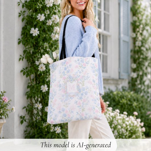 Tote Bag Monogramme Floral Élégant