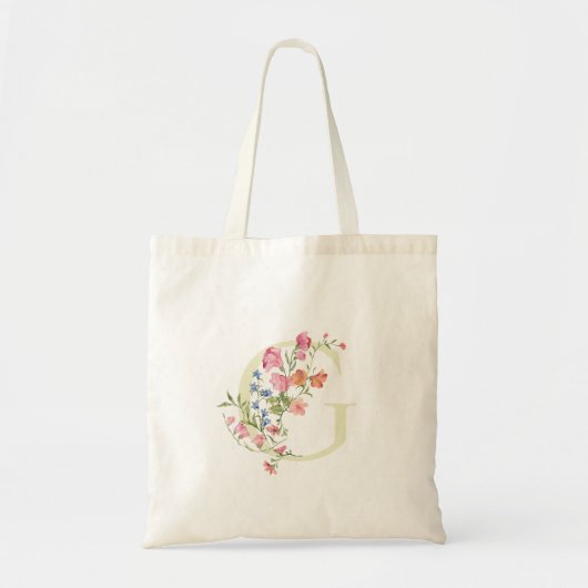 Tote Bag monogramme floral G mariage printemps Shower de ma (Devant)