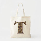 Tote Bag Monogramme floral initial T élégant (Devant)