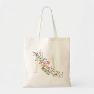 Tote Bag monogramme floral M mariage printemps enterrement