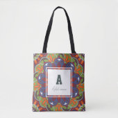 Tote Bag Monogramme floral Mandala Nom personnalisé (Devant)