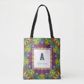 Tote Bag Monogramme floral Mandala Nom personnalisé (Devant)