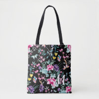Monogramme floral noir et papillon