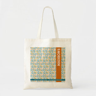 Tote Bag Monogramme floral personnalisé et nom