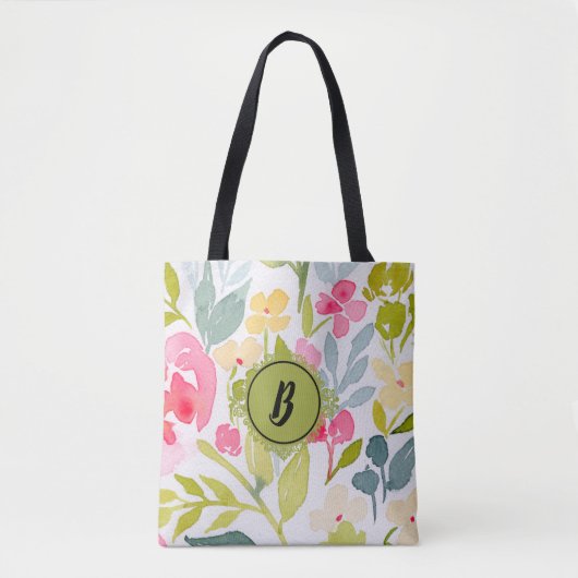Tote Bag Monogramme floral tendance (Devant)