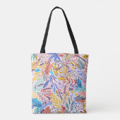 Tote Bag Monogramme floral tropical jaune et orange Fourre- (Dos)