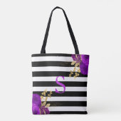 Tote Bag Monogramme floral violet or noir Blancs (Dos)