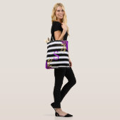 Tote Bag Monogramme floral violet or noir Blancs (Sur le modèle)