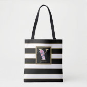 Tote Bag Monogramme floral Y or | Blancs noirs (Devant)