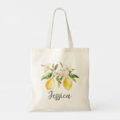 Tote Bag Monogramme Fruits de citron Fleurs blanches Branch (Dos)