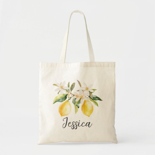 Tote Bag Monogramme Fruits de citron Fleurs blanches Branch (Devant)