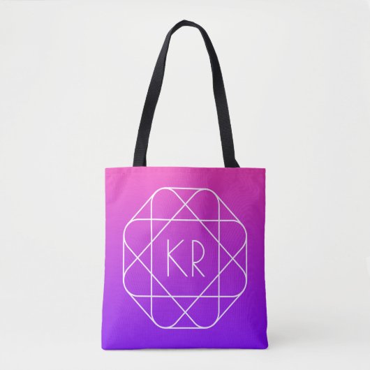 Tote Bag Monogramme géométrique cool | Violette violette ma (Devant)