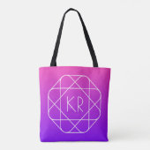 Tote Bag Monogramme géométrique cool | Violette violette ma (Dos)