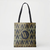 Tote Bag Monogramme géométrique Motif Art Déco Gatsby Glamo (Devant)