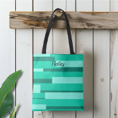 Tote Bag Monogramme géométrique vert