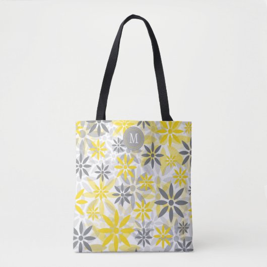 Tote Bag Monogramme Graphique en gris jaune (Devant)