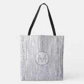 Tote Bag Monogramme gris blanc de motif d'argent de points (Devant)