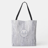 Tote Bag Monogramme gris blanc de motif d'argent de points (Dos)