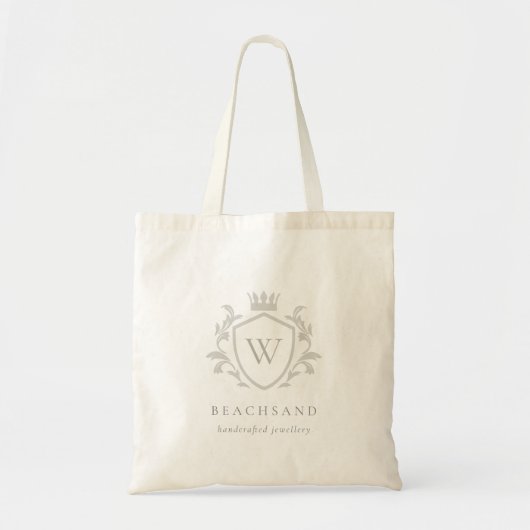 Tote Bag Monogramme gris élégant classique Cimier de couron (Devant)