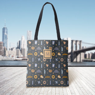 Tote Bag Monogramme gris moderne de New York