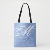 Tote Bag Monogramme Hydrangea Floral Blue (Devant)