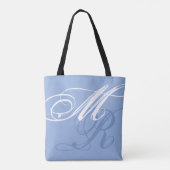 Tote Bag Monogramme Hydrangea Floral Blue (Dos)