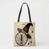 Tote Bag Monogramme I Halloween Sky Witch Nom des araignées (Devant)