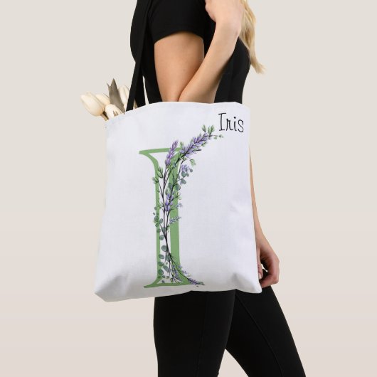 Tote Bag Monogramme I Lavande Eucalyptus (De près)