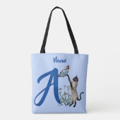 Tote Bag Monogramme Initial A Personnalisé Chat Siamois (Dos)