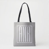 Tote Bag Monogramme initial | Blanc sur gris clair (Devant)
