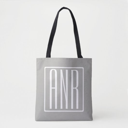Tote Bag Monogramme initial | Blanc sur gris clair (Devant)