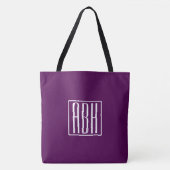 Tote Bag Monogramme initial | Blanc Sur Violet Profond (Devant)