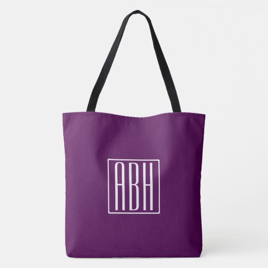 Tote Bag Monogramme initial | Blanc Sur Violet Profond (Dos)