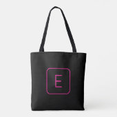 Tote Bag Monogramme Initial De Style Moderne | Rose Et Noir (Dos)