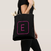 Tote Bag Monogramme Initial De Style Moderne | Rose Et Noir (De près)