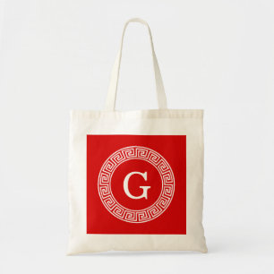 Tote Bag Monogramme initial du cadre de ligne clé grecque b