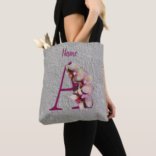 Tote Bag Monogramme Initial Élégant A Orchidée Personnalisé