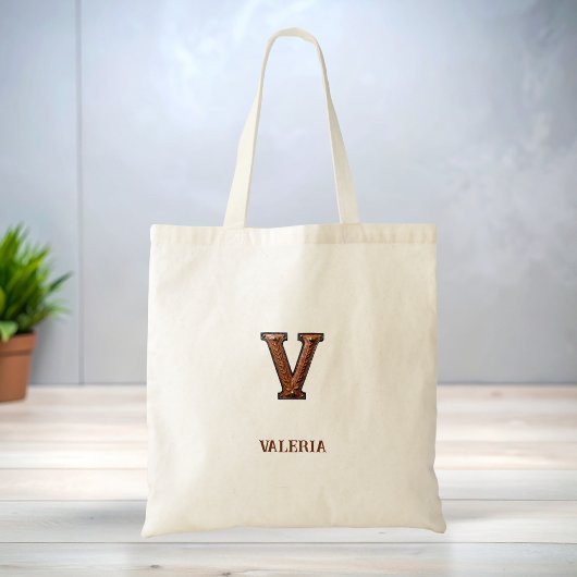 Tote Bag Monogramme initial en cuir western V