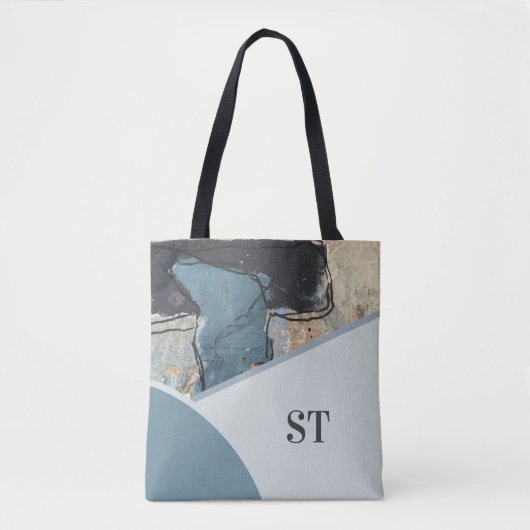 Tote Bag Monogramme initial en gris Abstrait (Devant)