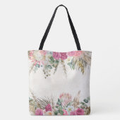 Tote Bag Monogramme initial floral pastel bohème neutre (Dos)