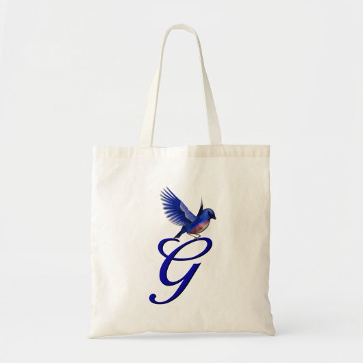 Tote Bag Monogramme Initial G Élégant Bluebird (Devant)