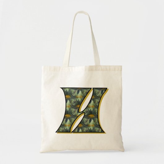 Tote Bag Monogramme Initial H Fleurs Art (Devant)