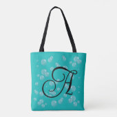 Tote Bag Monogramme Initial Hippocampes Noirs (Dos)