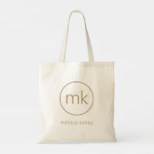Tote Bag Monogramme Initial Minimal Neutre Beige & Blanc (Dos)