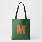 Tote Bag Monogramme initial moderne élégant vert et orange (Devant)